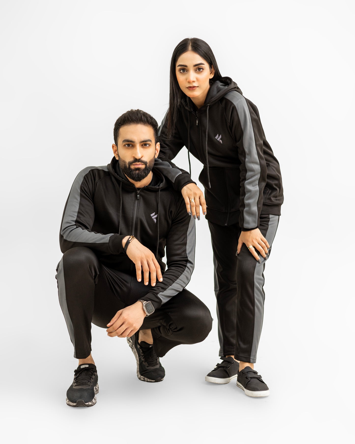 KF Black & Gray Full Sleeves Winter Tracksuit - Female