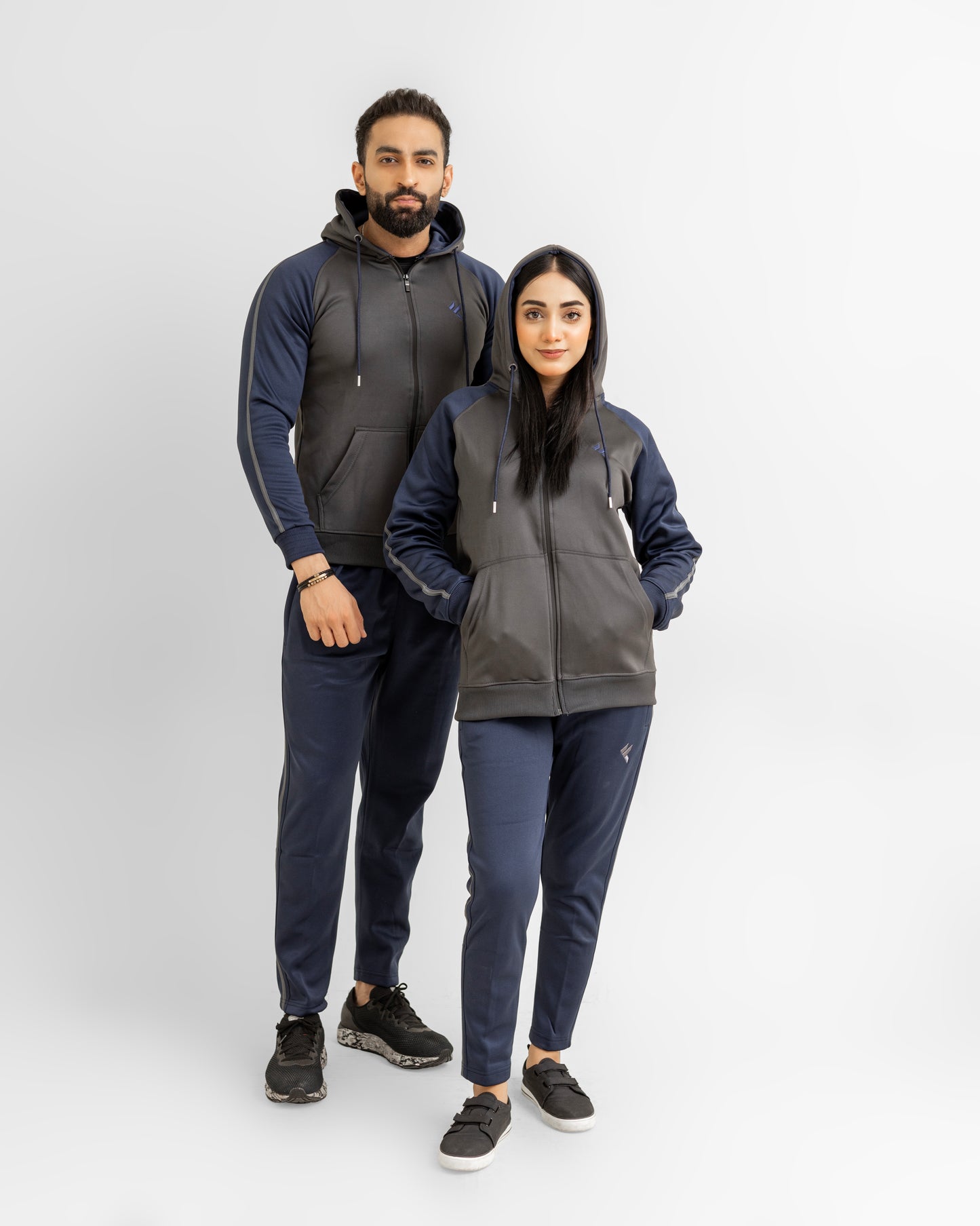 KF Gray & Blue Full Sleeves Winter Tracksuit - Female
