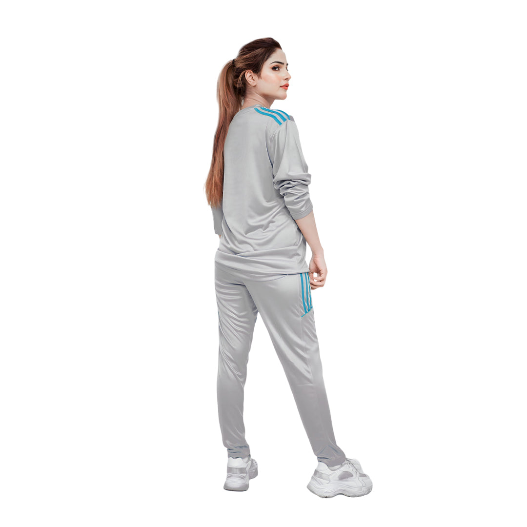 ADI Gray Full Sleeves Dri-Fit Tracksuit - L