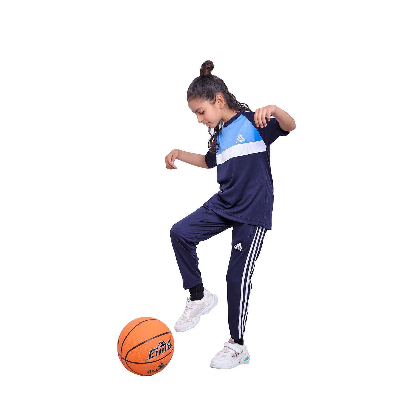 ADI Sky Blue White & Navy Blue Kids Dri-Fit Tracksuit