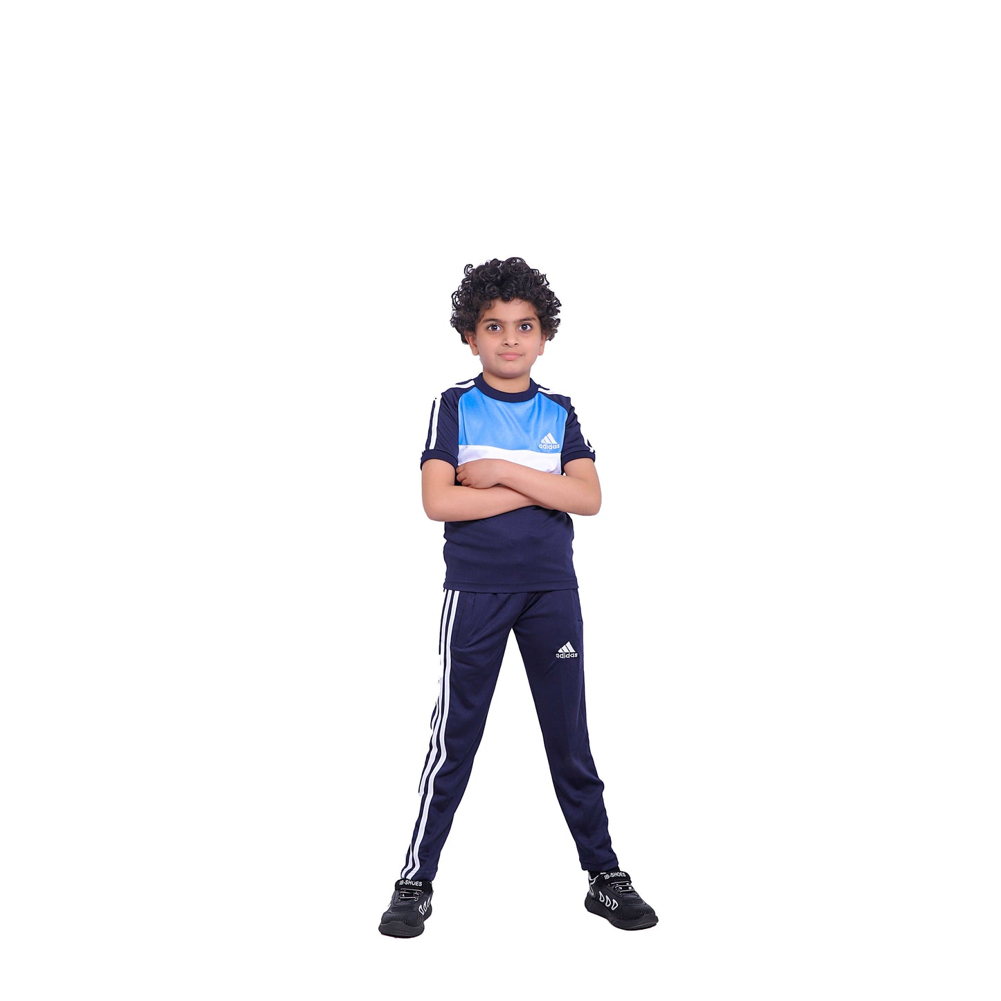 ADI Sky Blue White & Navy Blue Kids Dri-Fit Tracksuit