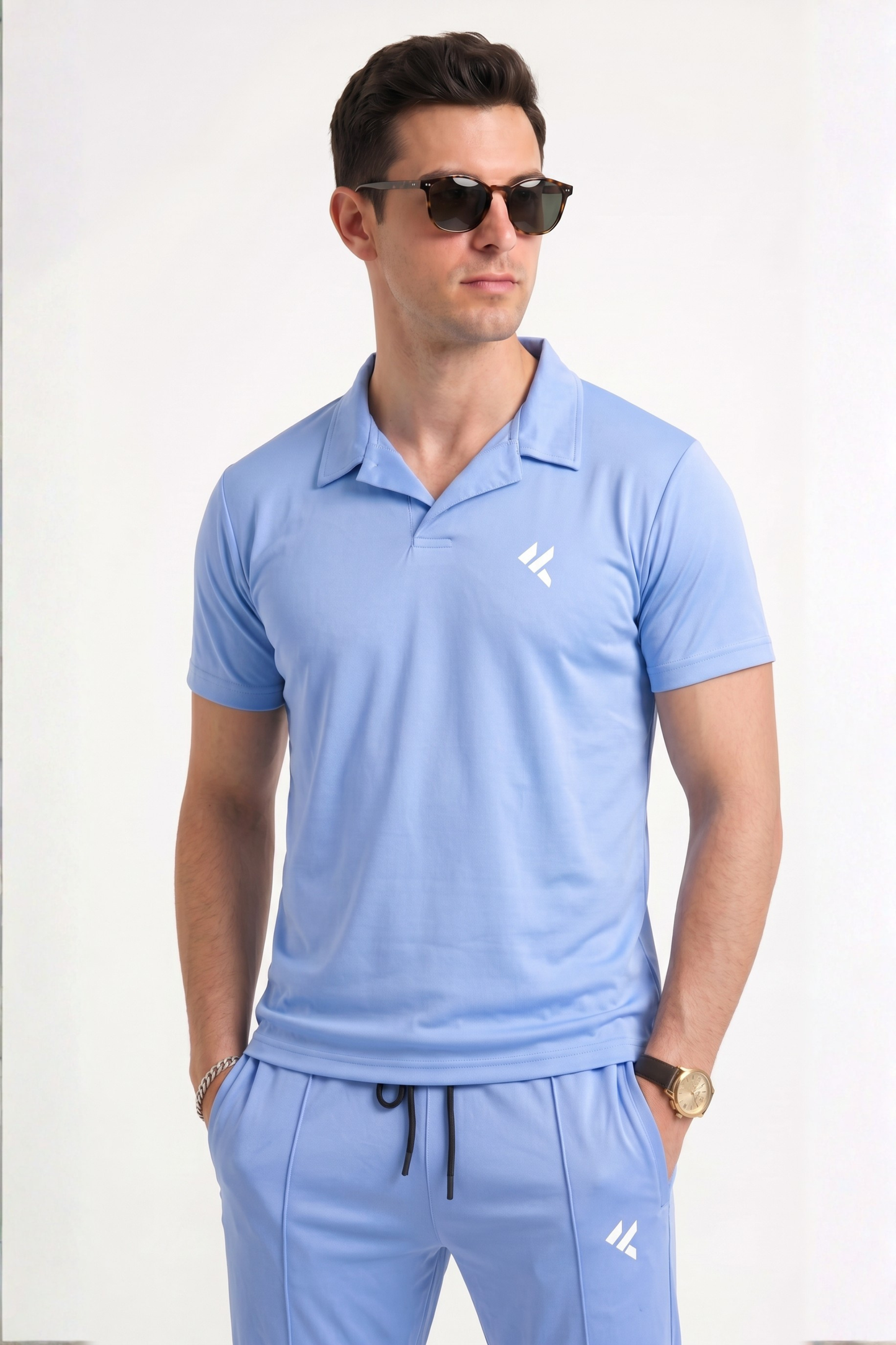 KF Sky Blue With Collar Style Dri-Fit Tracksuit