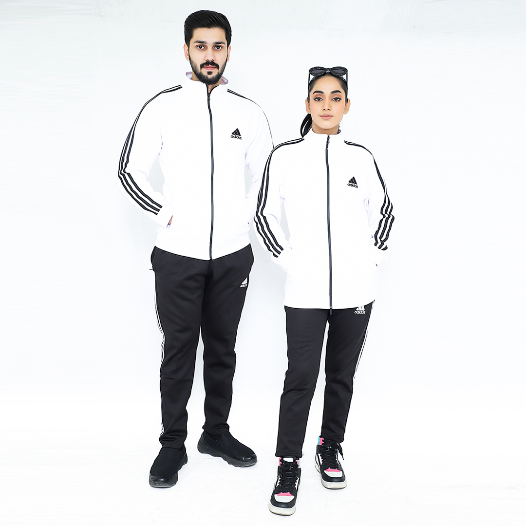 ADI White Full Sleeves Winter Tracksuit