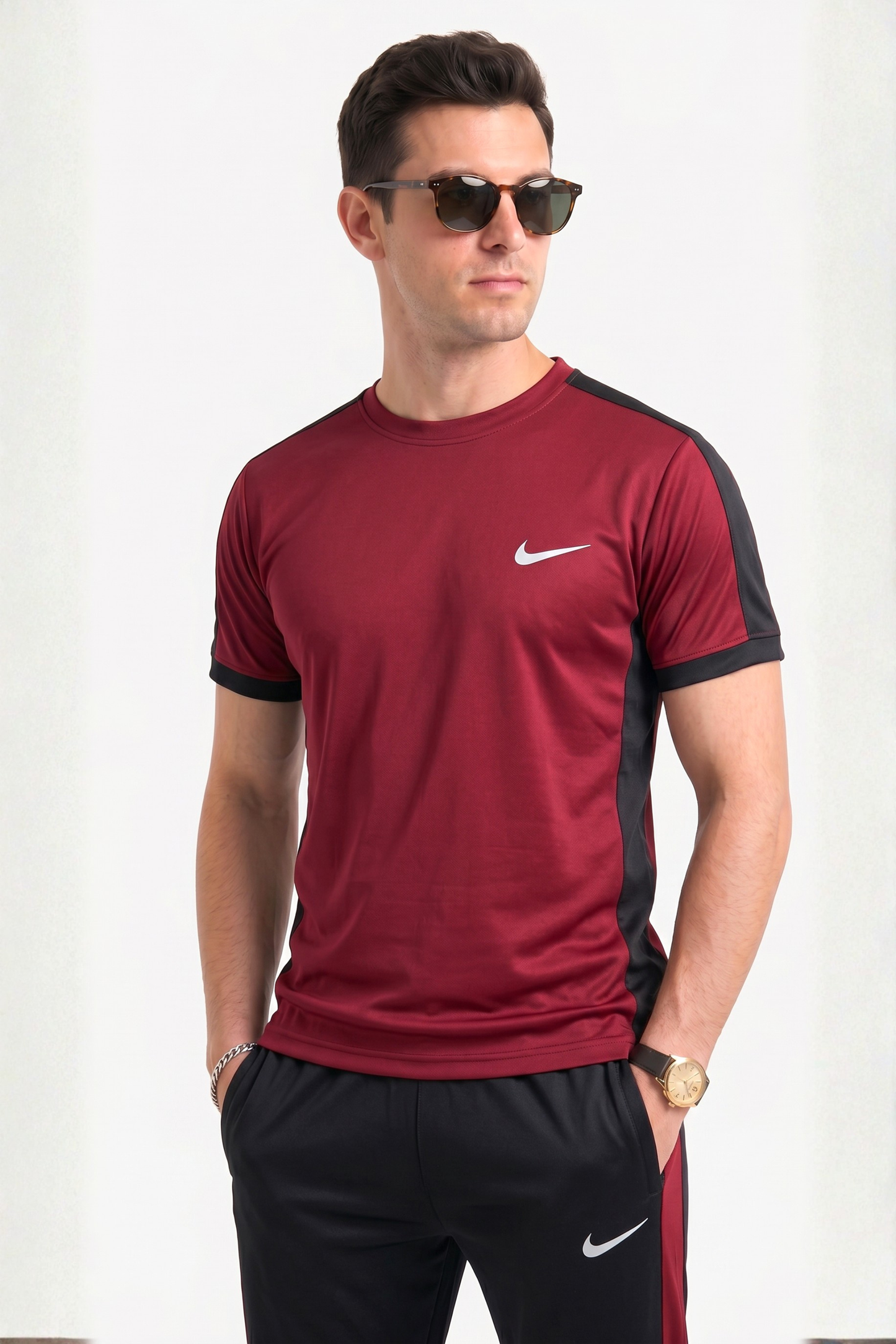 Nik Maroon & Black Dri-Fit Tracksuit