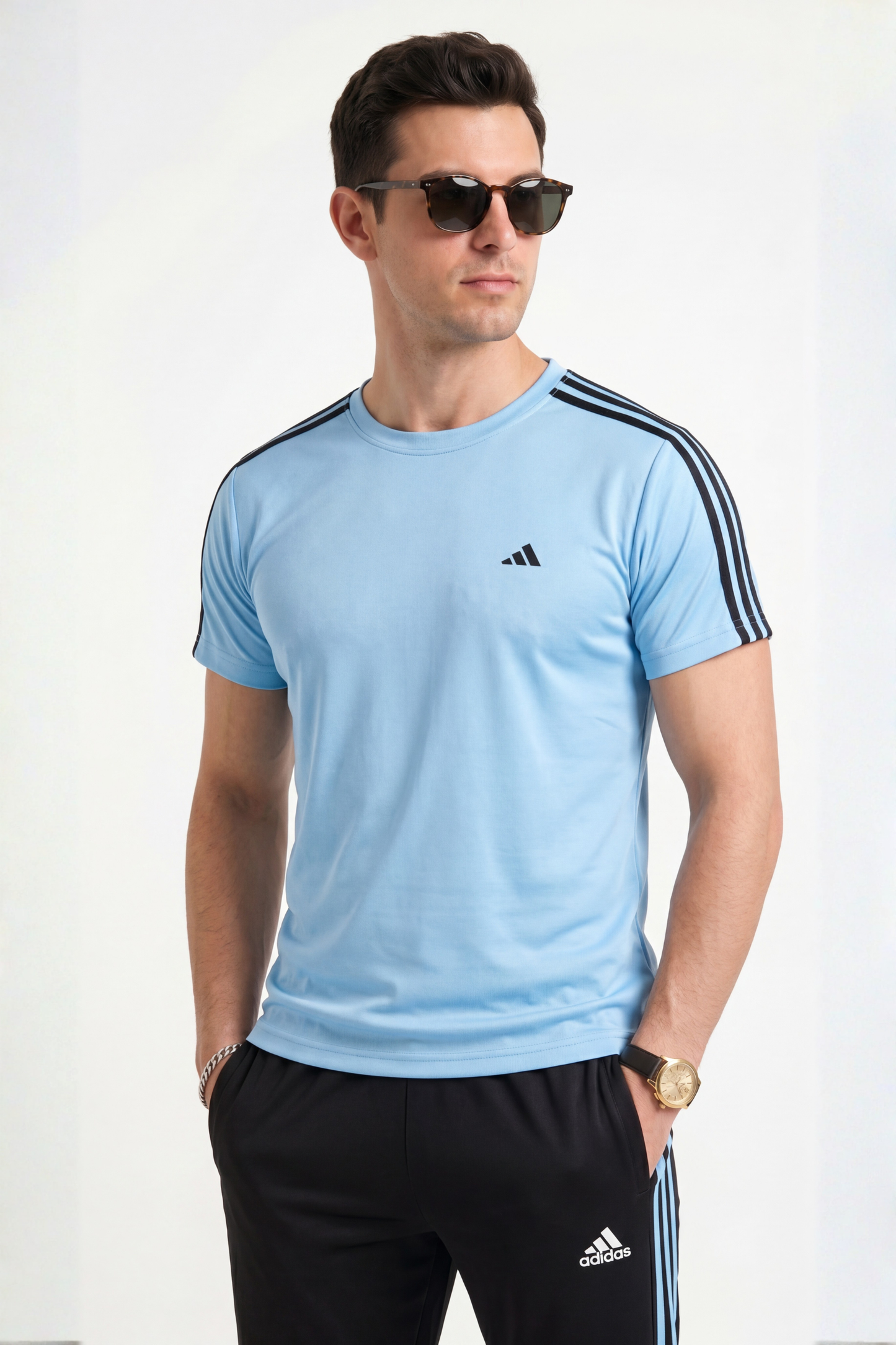 ADI Ice Blue and Black Dri-Fit Tracksuit