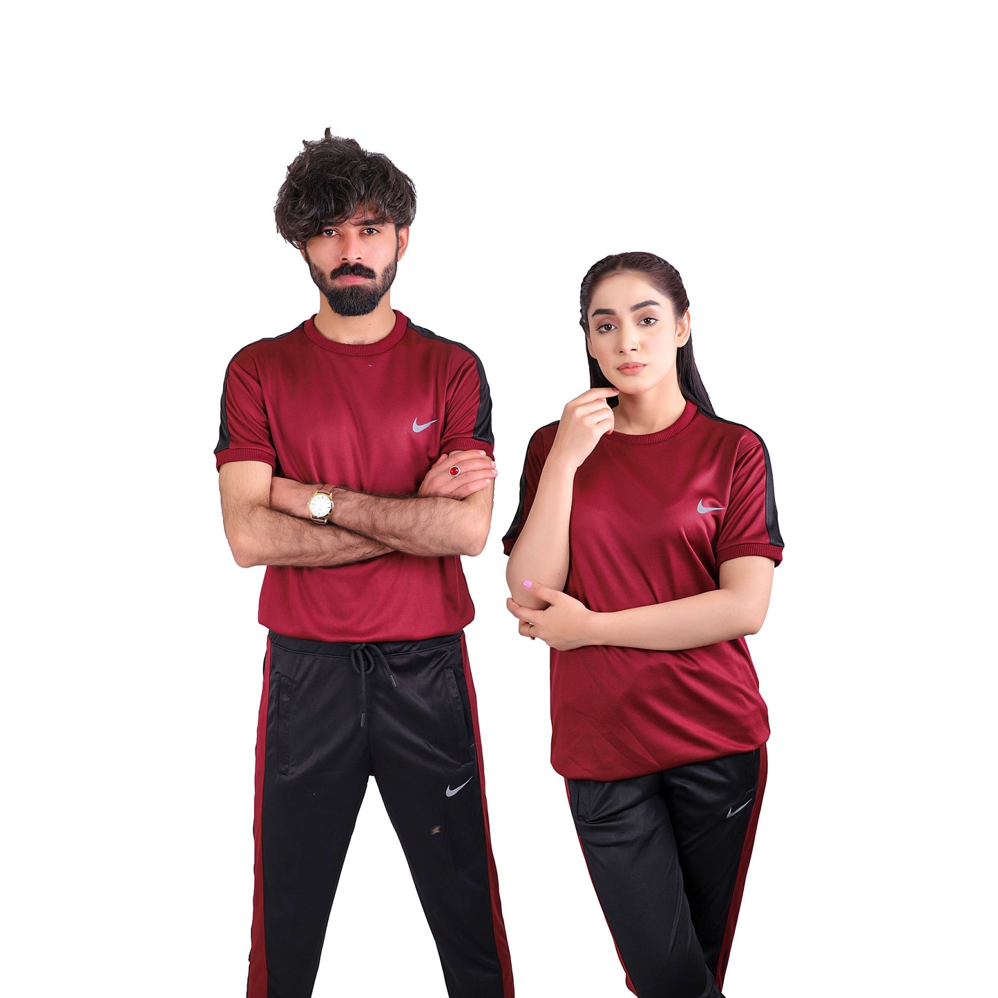 Nik Maroon & Black Dri-Fit Tracksuit - L