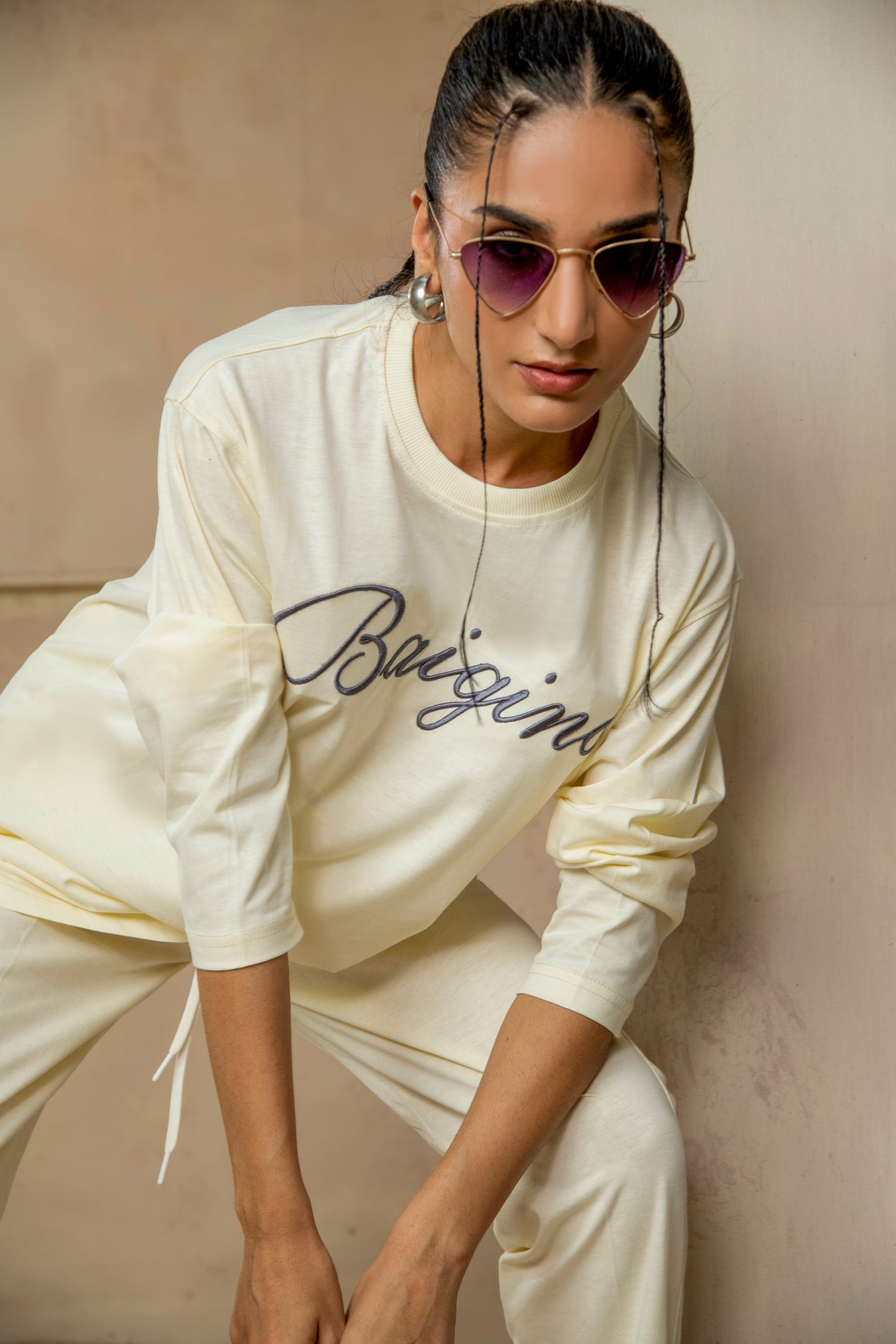 Sweet Corn (Off White), 100 % Pure Cotton Full Sleeves Co-ord Set - F