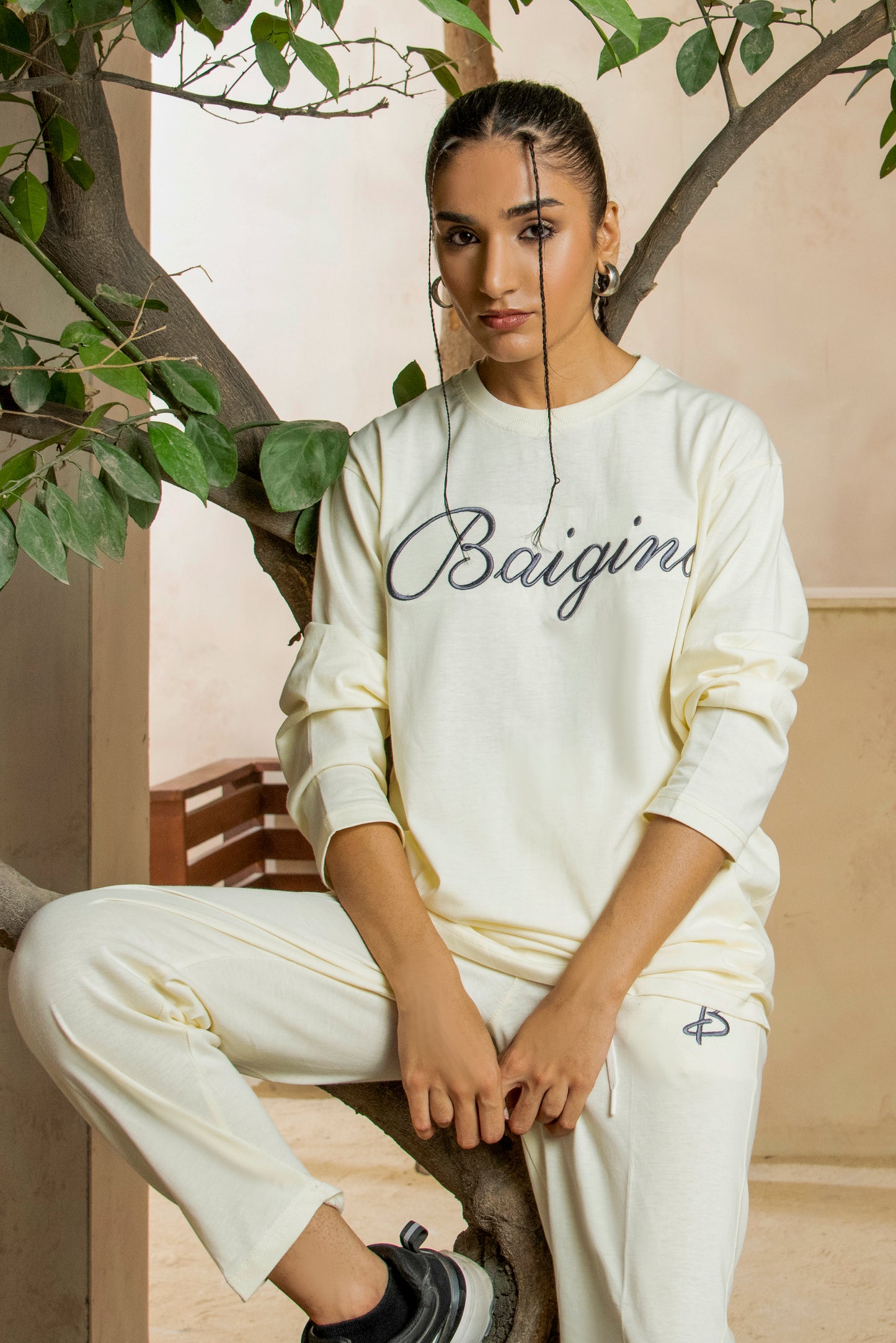 Sweet Corn (Off White), 100 % Pure Cotton Full Sleeves Co-ord Set - F