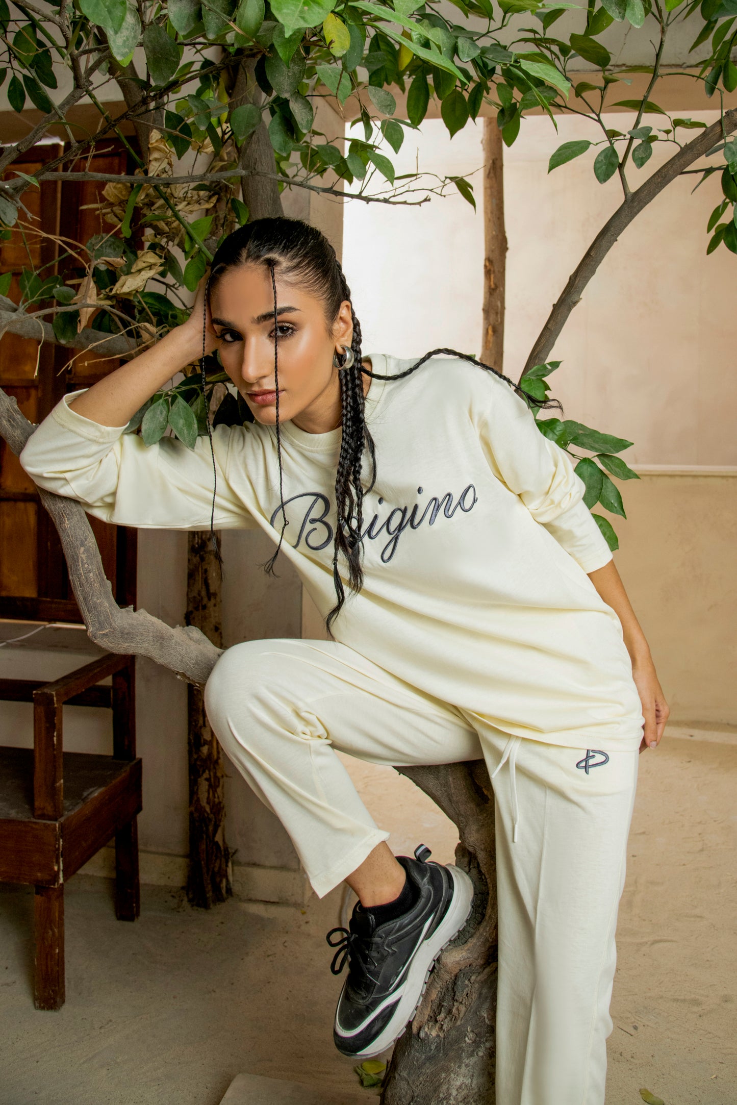 Sweet Corn (Off White), 100 % Pure Cotton Full Sleeves Co-ord Set - F