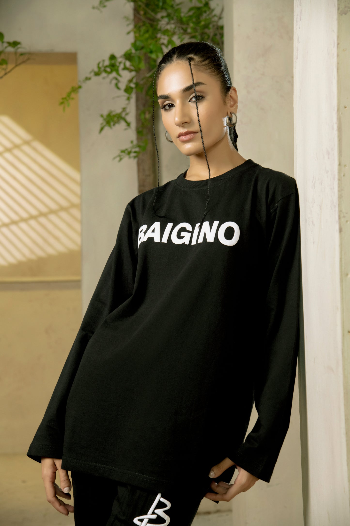 Jet Black, 100 % Pure Cotton Full Sleeves Co-ord Set - F