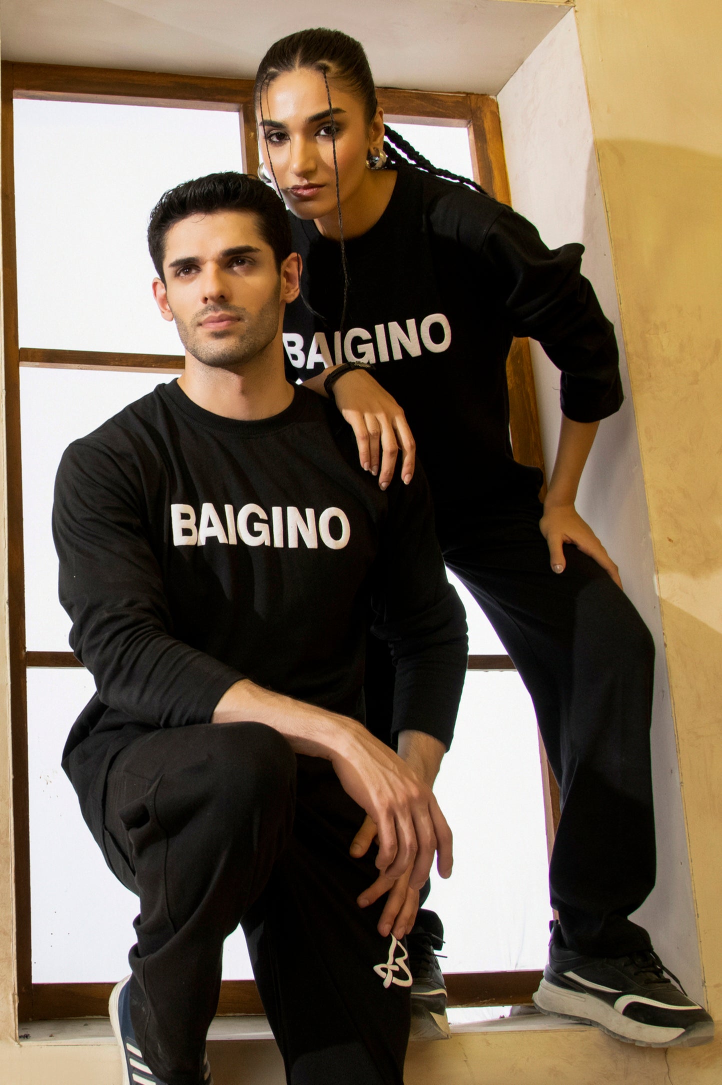 Jet Black, 100 % Pure Cotton Full Sleeves Co-ord Set - F