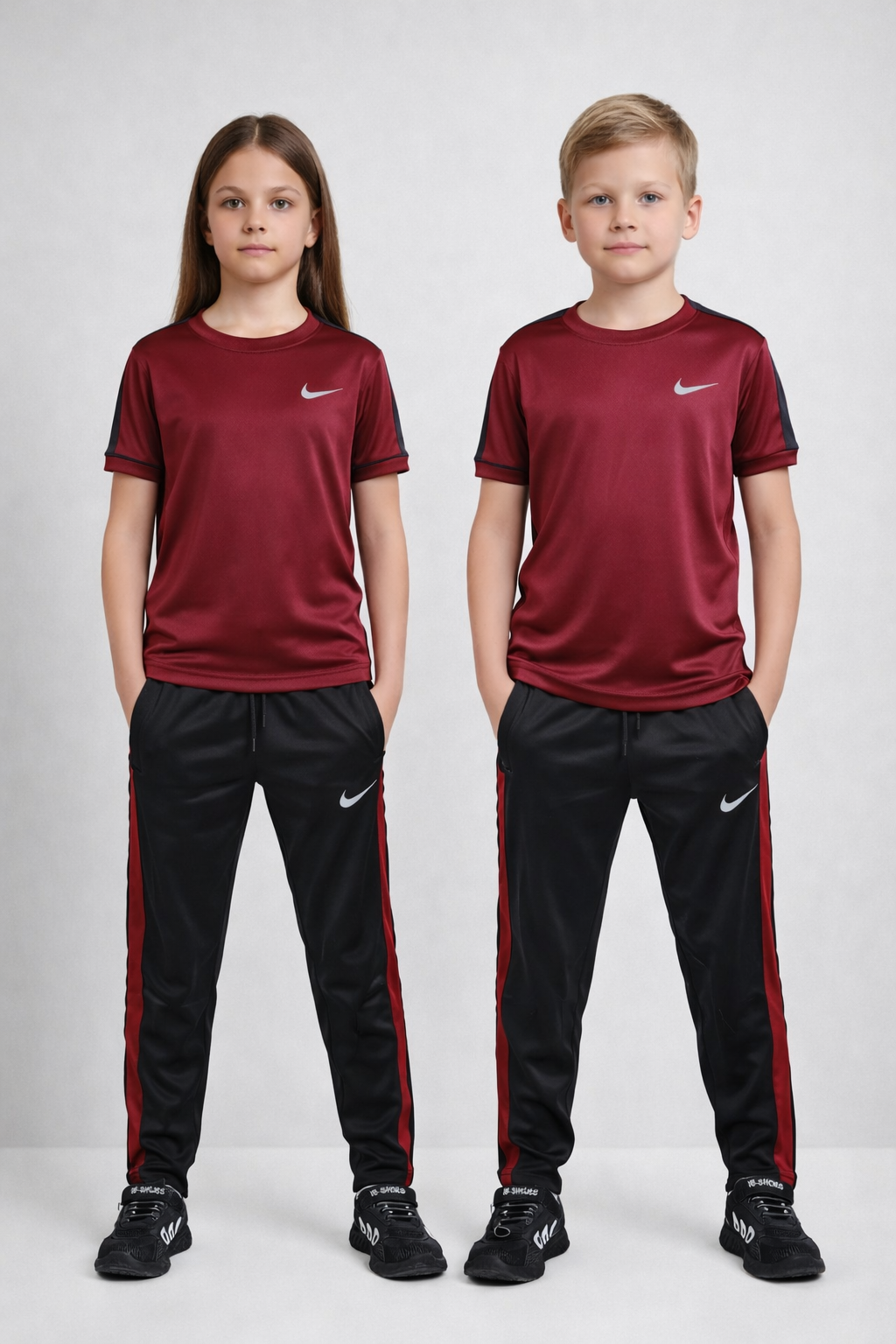 Nik Maroon & Black Kids Dri-Fit Tracksuit