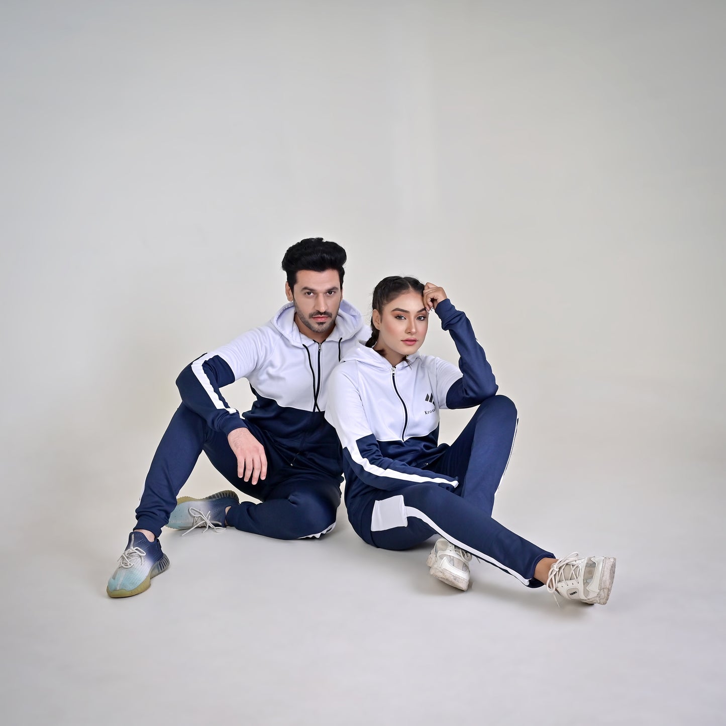 KF White & Blue Full Sleeves Winter Tracksuit
