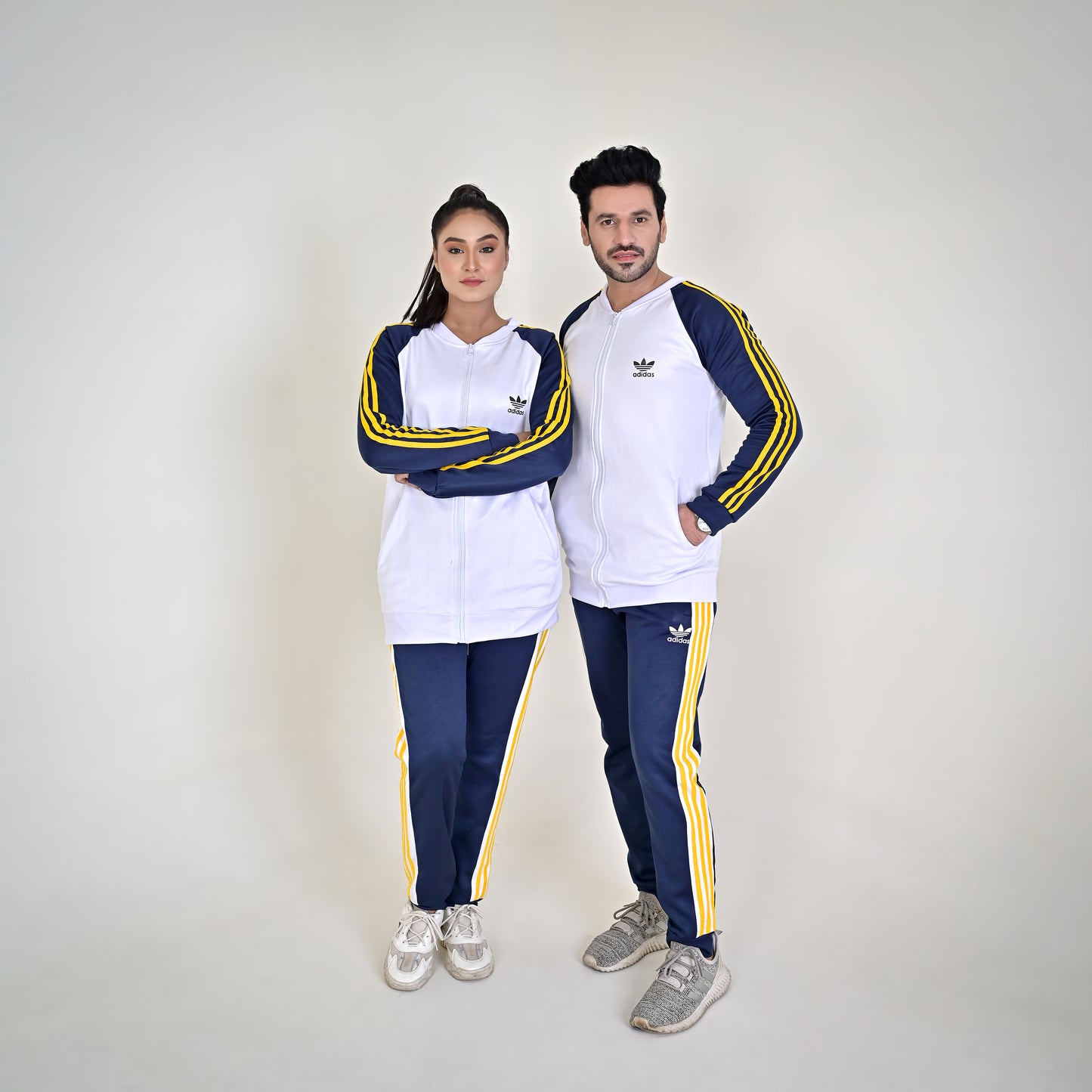 ADI White & Blue Full Sleeves Winter Tracksuit