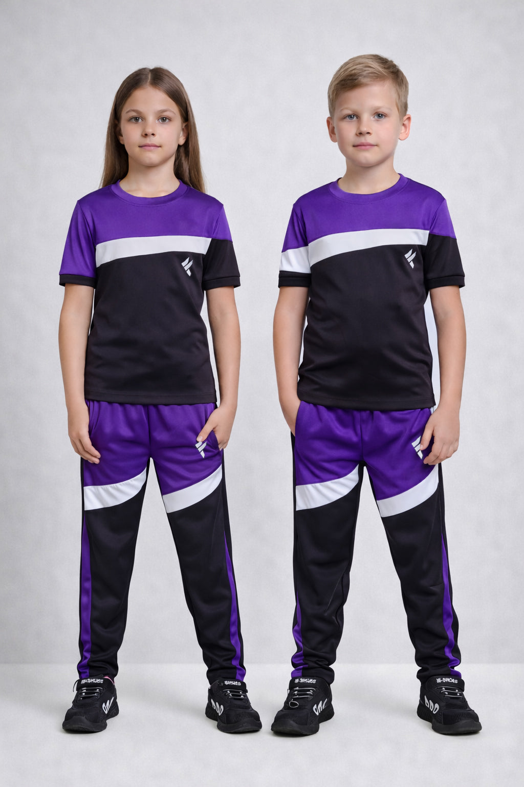 KF Purple White & Black Kids Dri-Fit Tracksuit