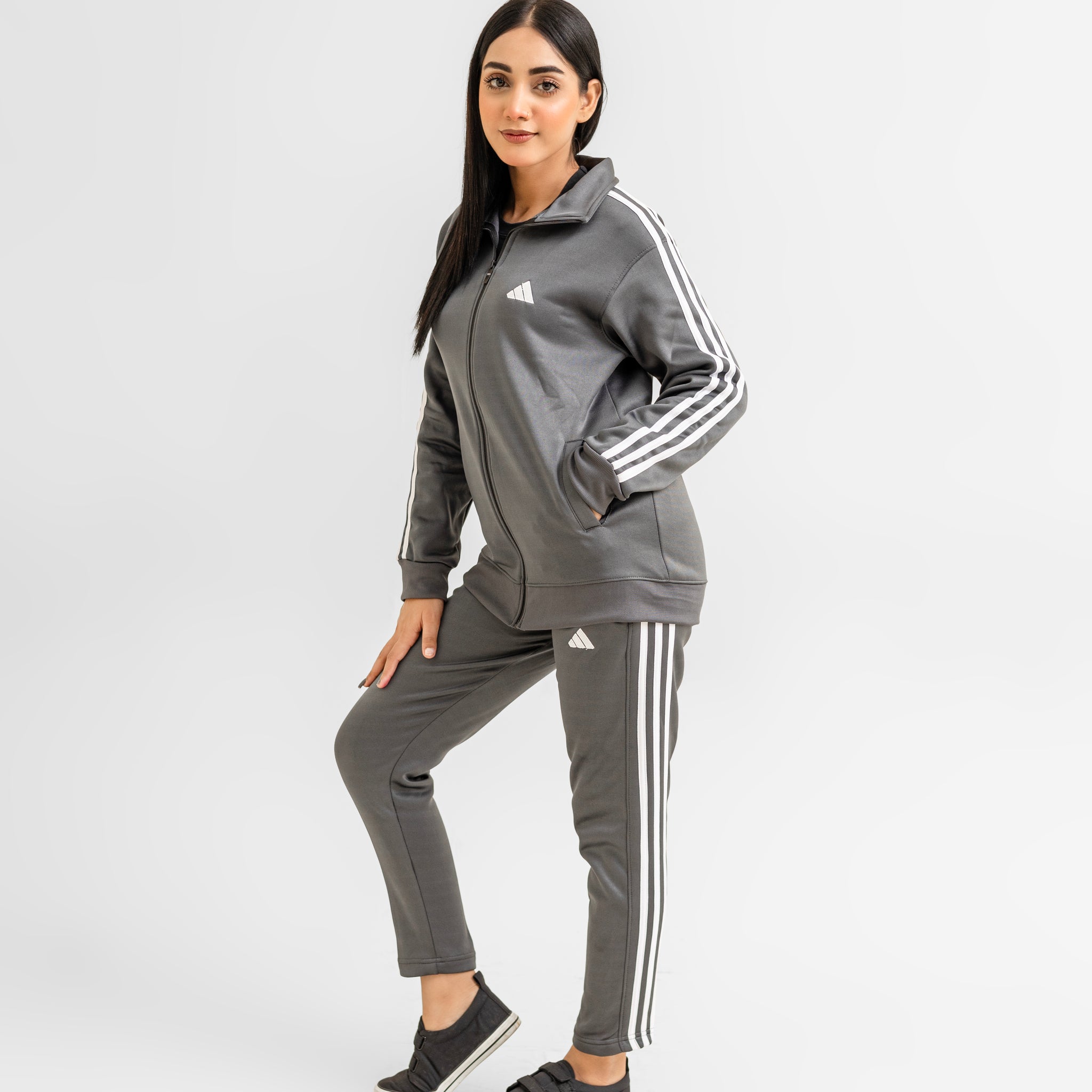 ADI Gray Full Sleeves Winter Tracksuit - Female