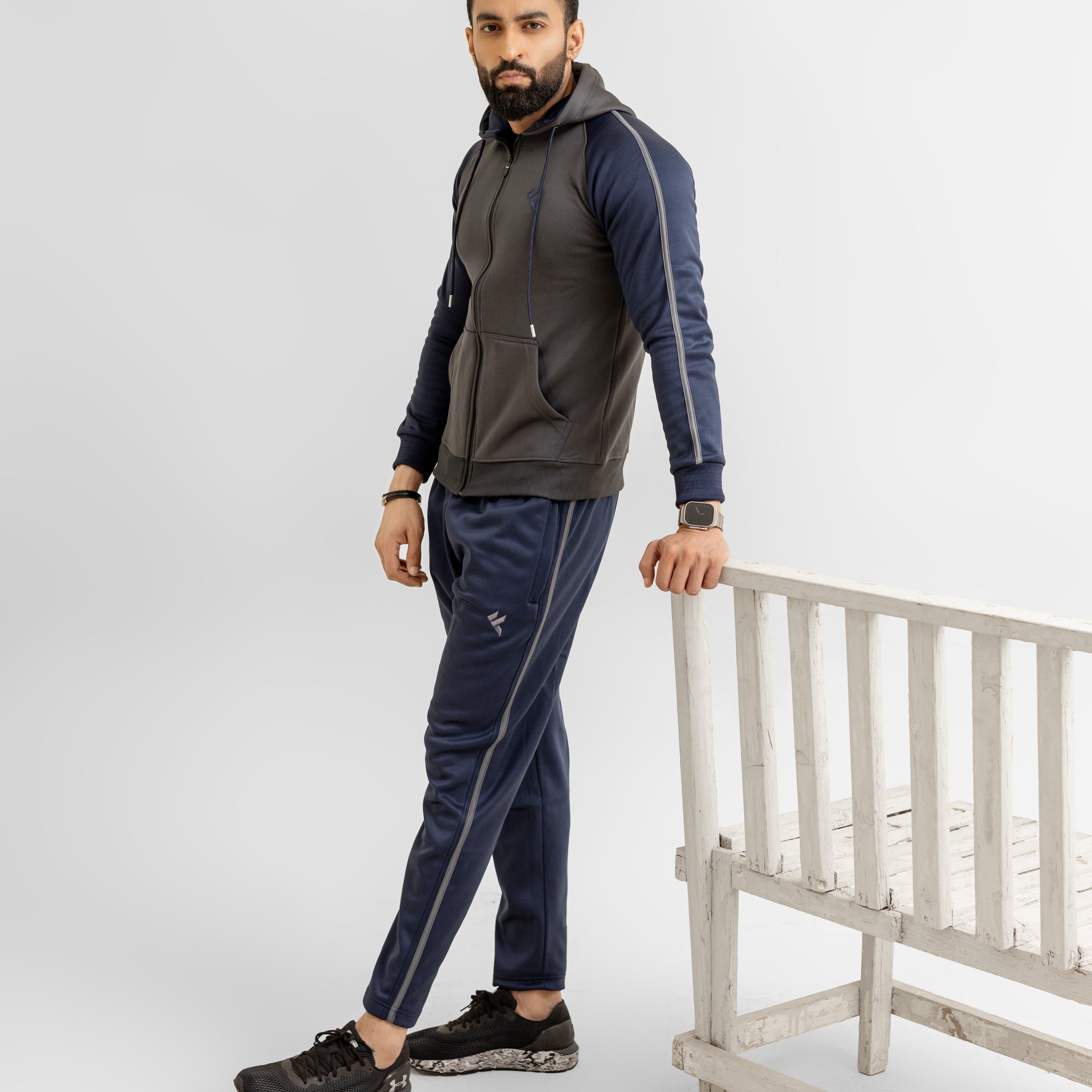 KF Gray & Blue Full Sleeves Winter Tracksuit