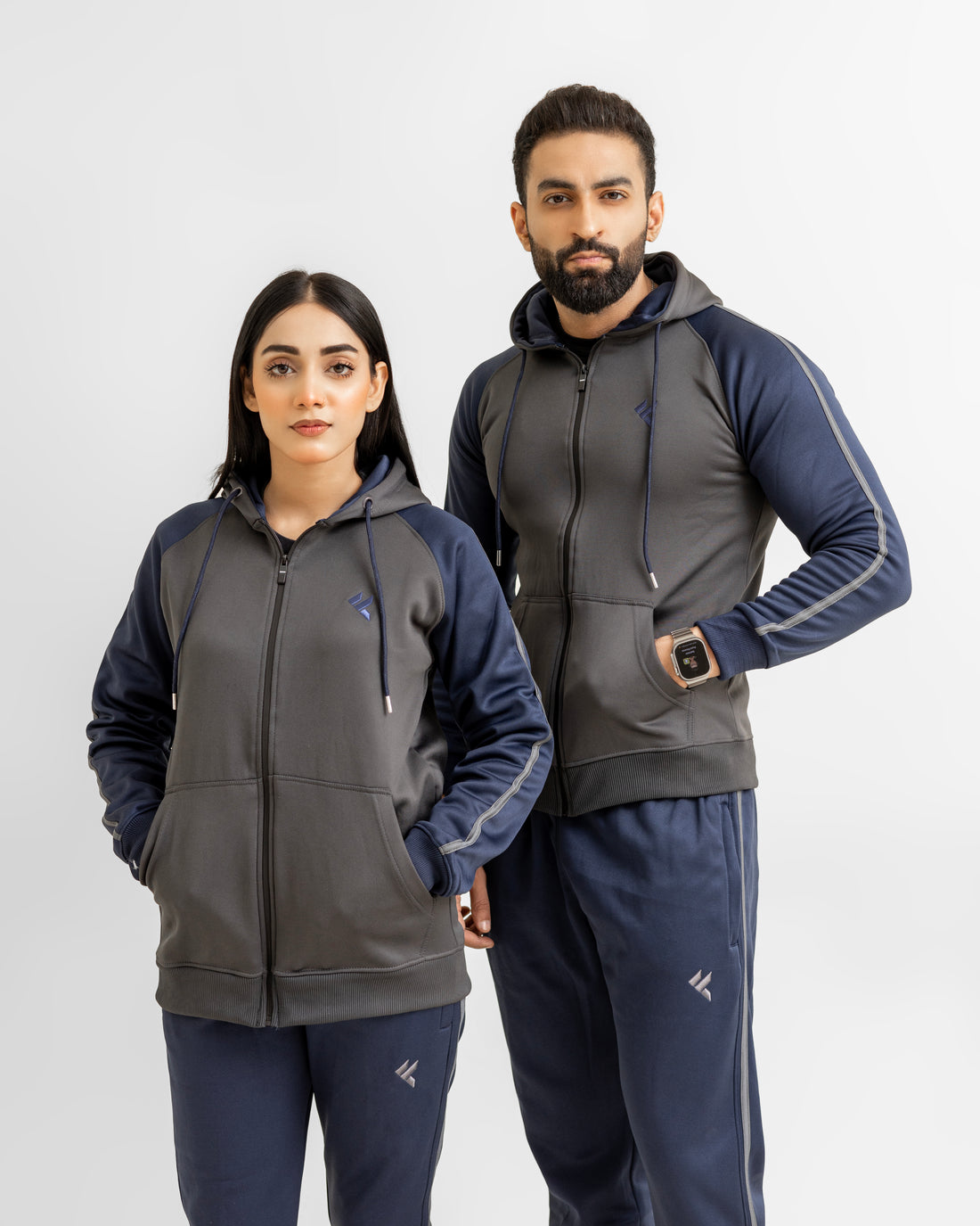 KF Gray & Blue Full Sleeves Winter Tracksuit