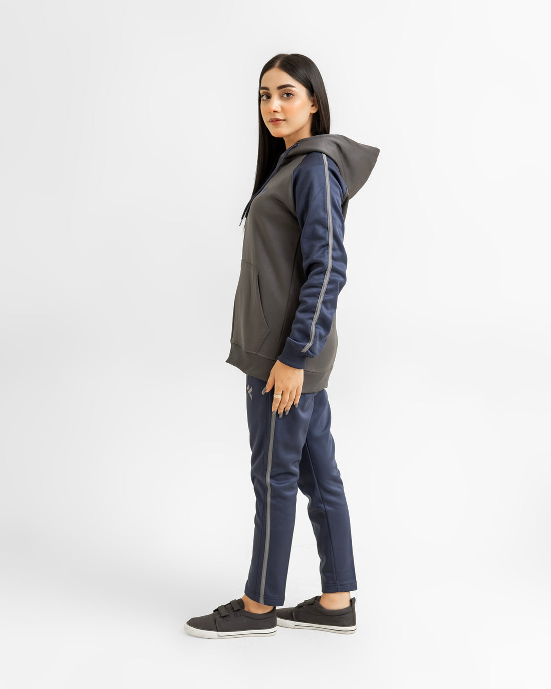 KF Gray & Blue Full Sleeves Winter Tracksuit - Female