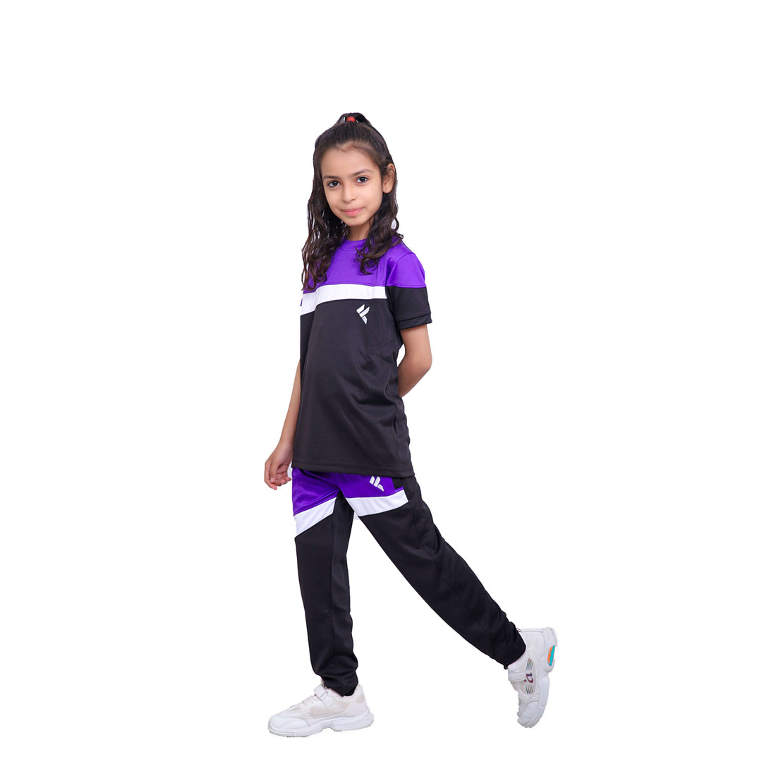 KF Purple White & Black Kids Dri-Fit Tracksuit