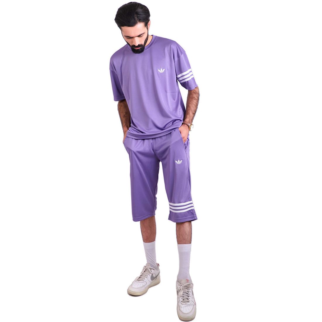 ADI Purple Shorts Dri-Fit Tracksuit