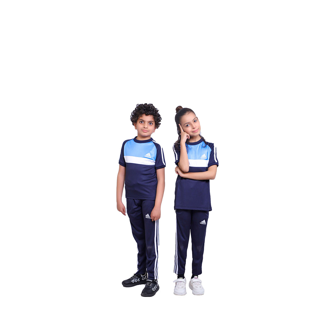 ADI Sky Blue White & Navy Blue Kids Dri-Fit Tracksuit