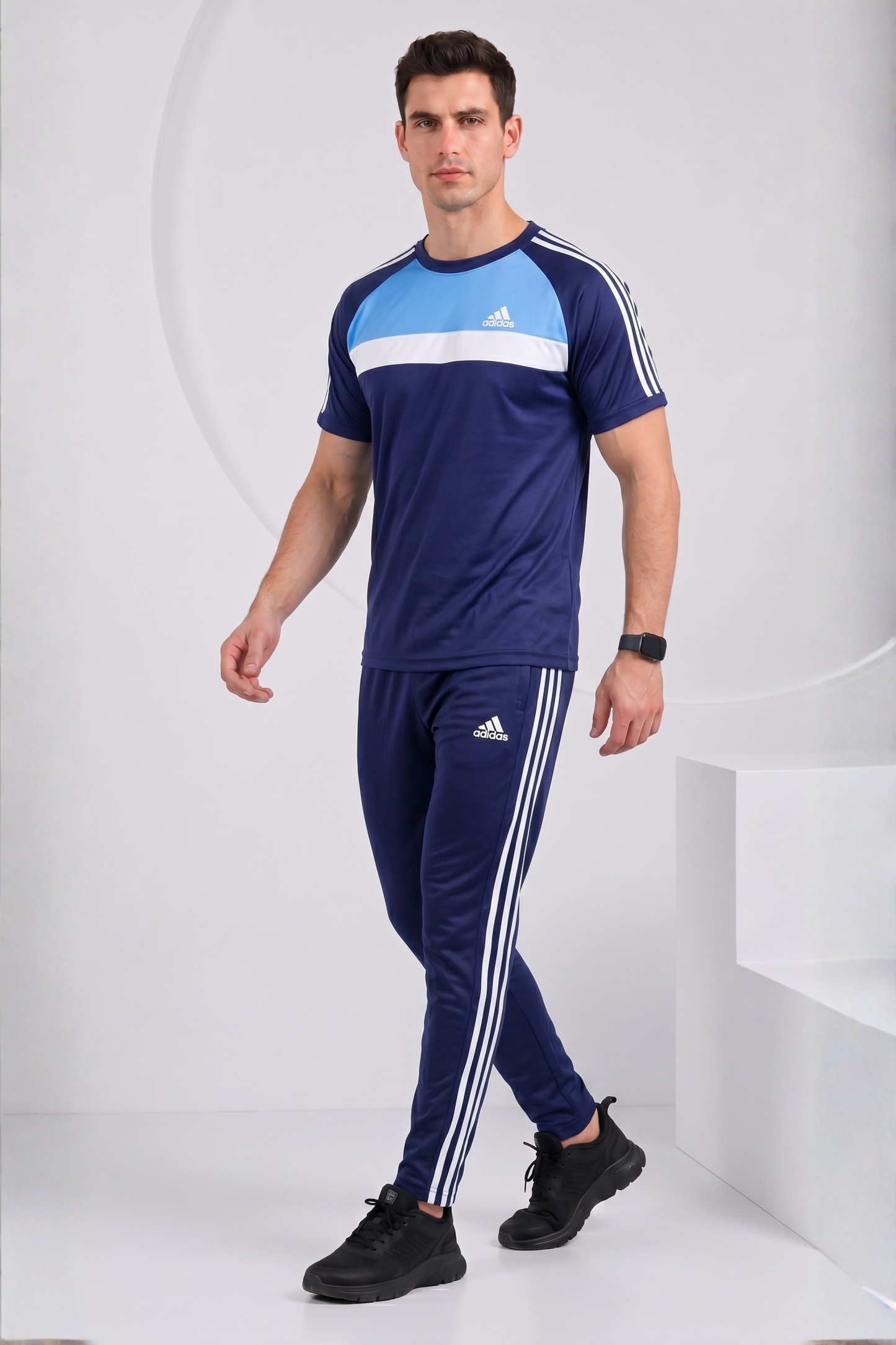 ADI Sky Blue White & Navy Blue Dri-Fit Tracksuit