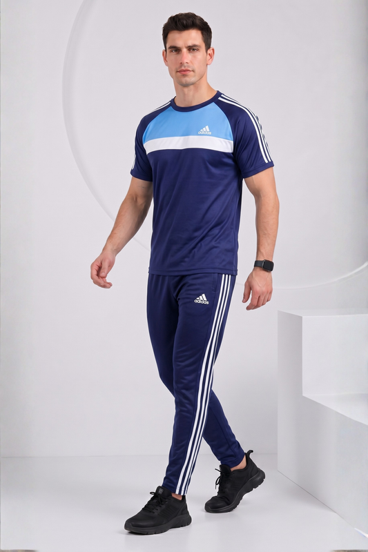 ADI Sky Blue White & Navy Blue Dri-Fit Tracksuit