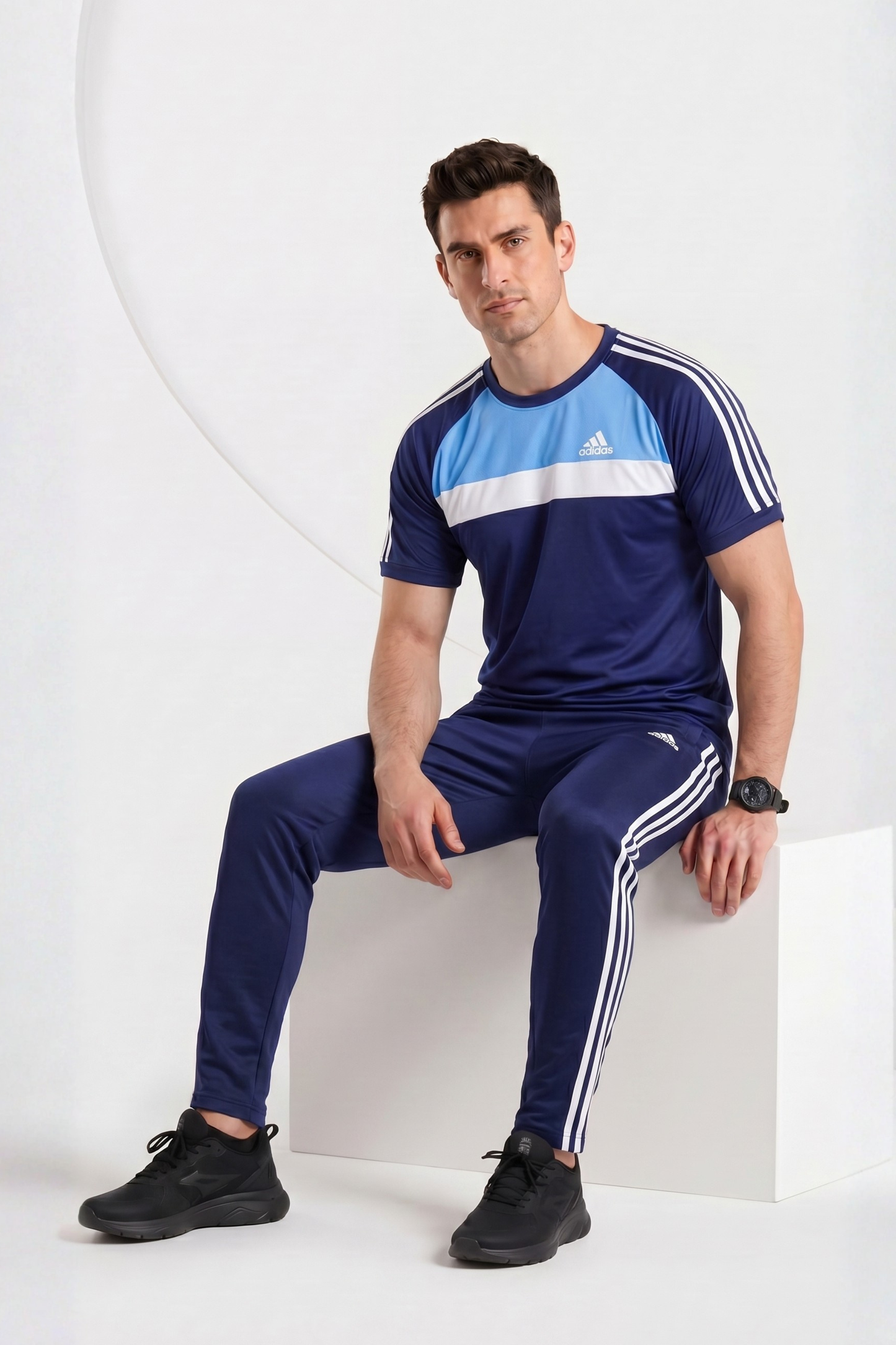 ADI Sky Blue White & Navy Blue Dri-Fit Tracksuit