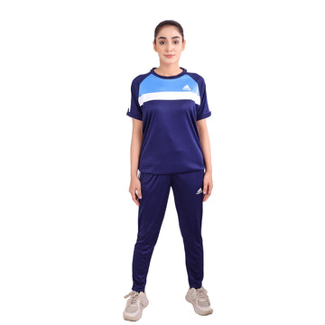 ADI Sky Blue White & Navy Blue Dri-Fit Tracksuit - L