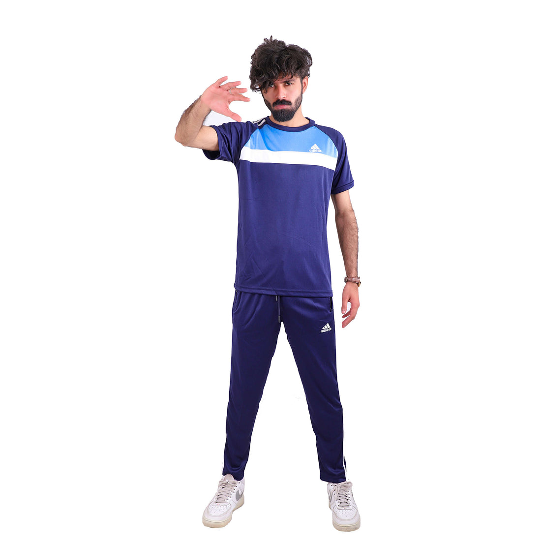 ADI Sky Blue White & Navy Blue Dri-Fit Tracksuit