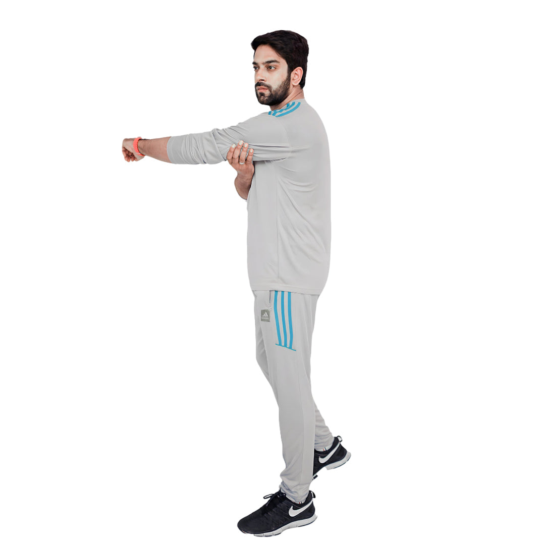 ADI Gray Full Sleeves Dri-Fit Tracksuit