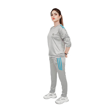 ADI Gray Full Sleeves Dri-Fit Tracksuit - L