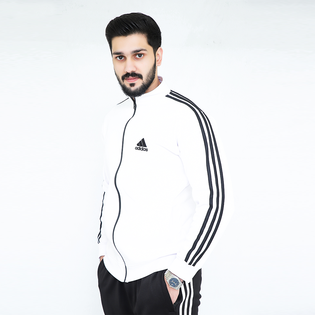 ADI White Full Sleeves Winter Tracksuit