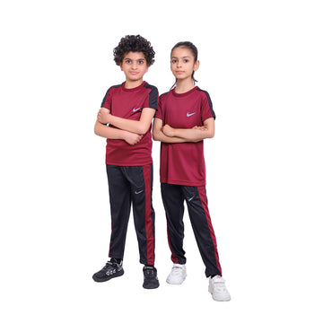 Nik Maroon & Black Kids Dri-Fit Tracksuit