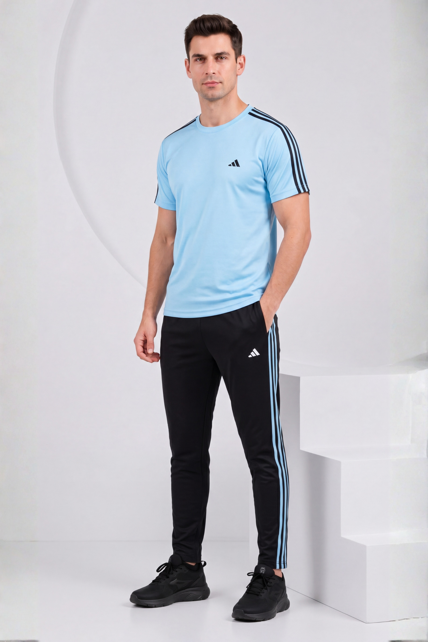 ADI Ice Blue and Black Dri-Fit Tracksuit