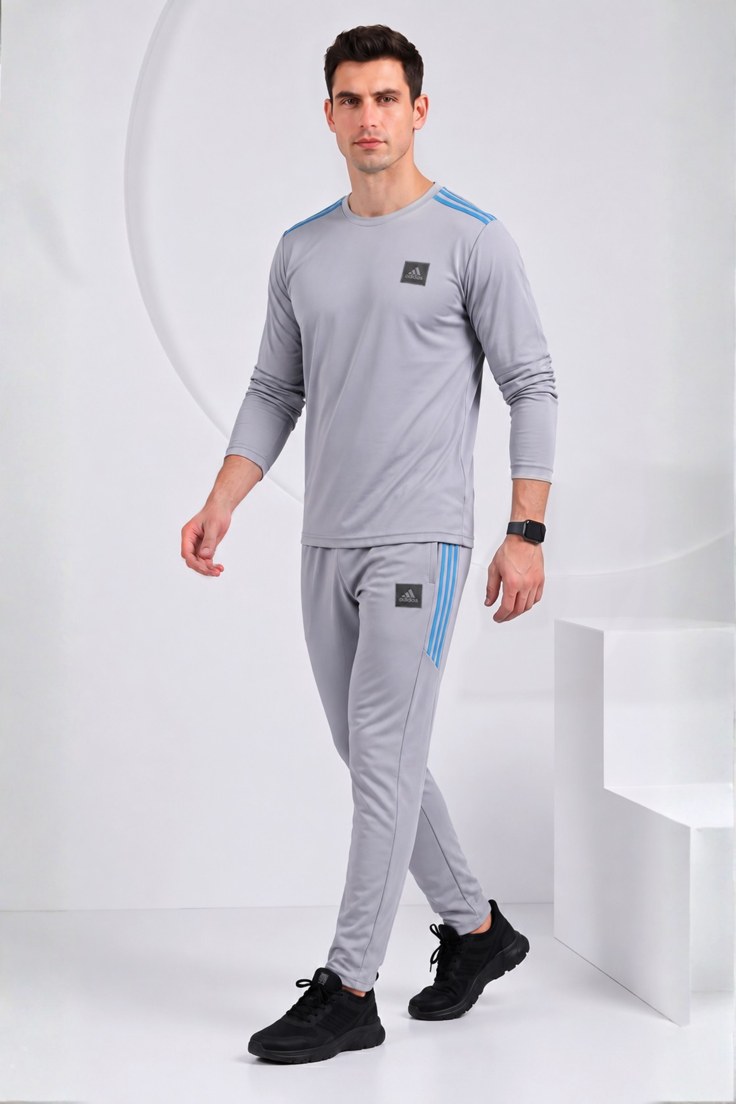 ADI Gray Full Sleeves Dri-Fit Tracksuit