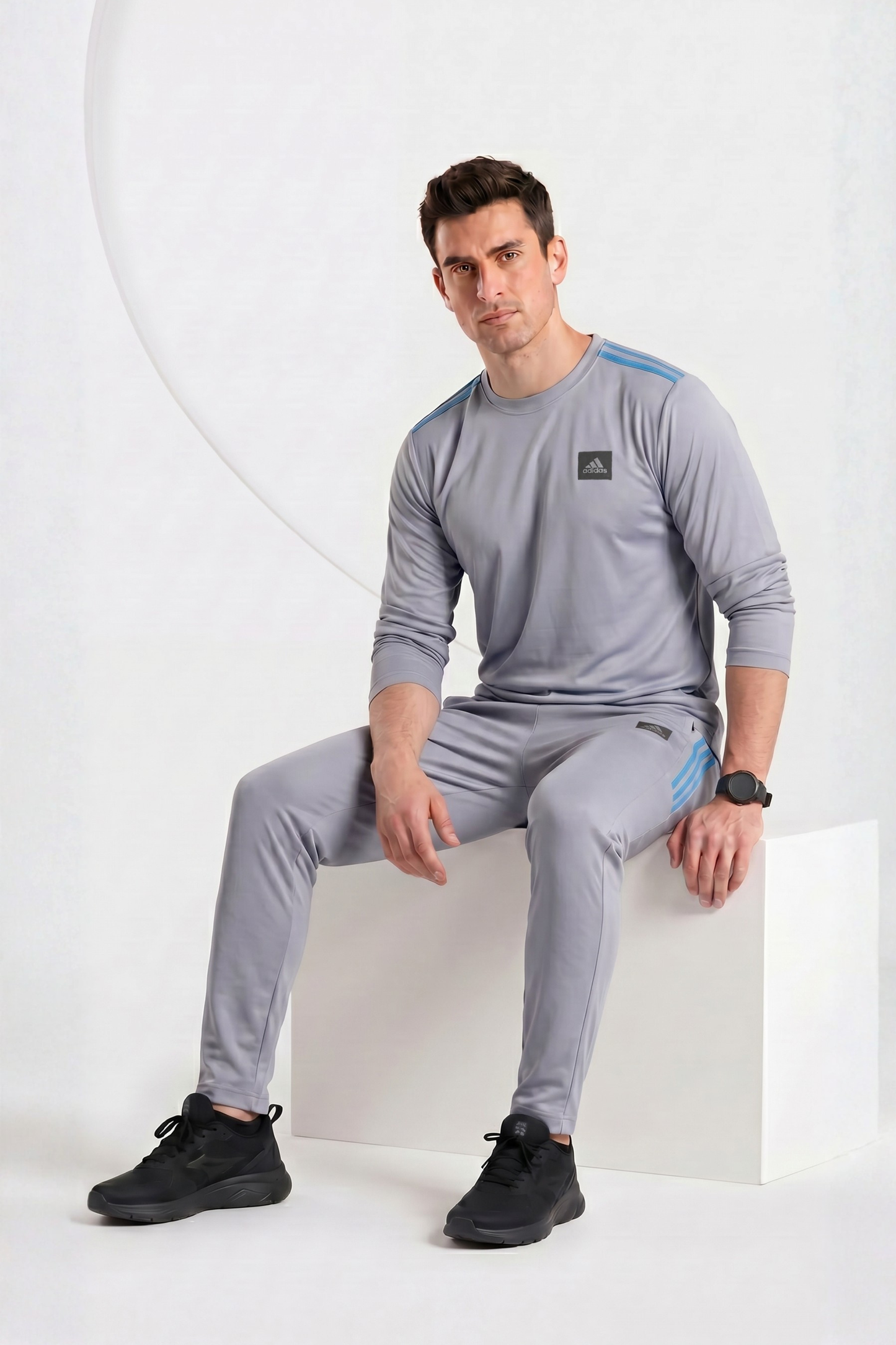 ADI Gray Full Sleeves Dri-Fit Tracksuit