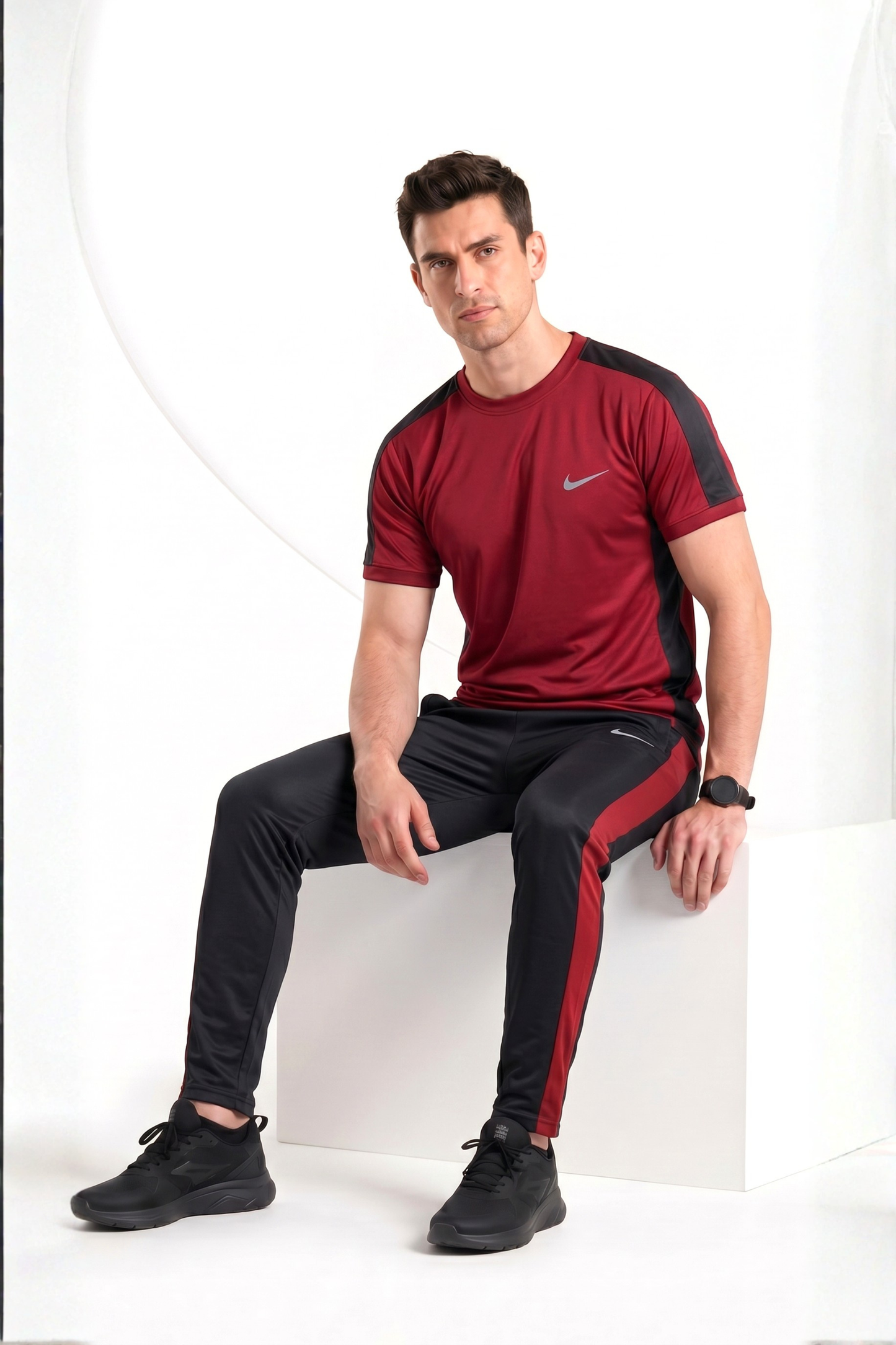 Nik Maroon & Black Dri-Fit Tracksuit