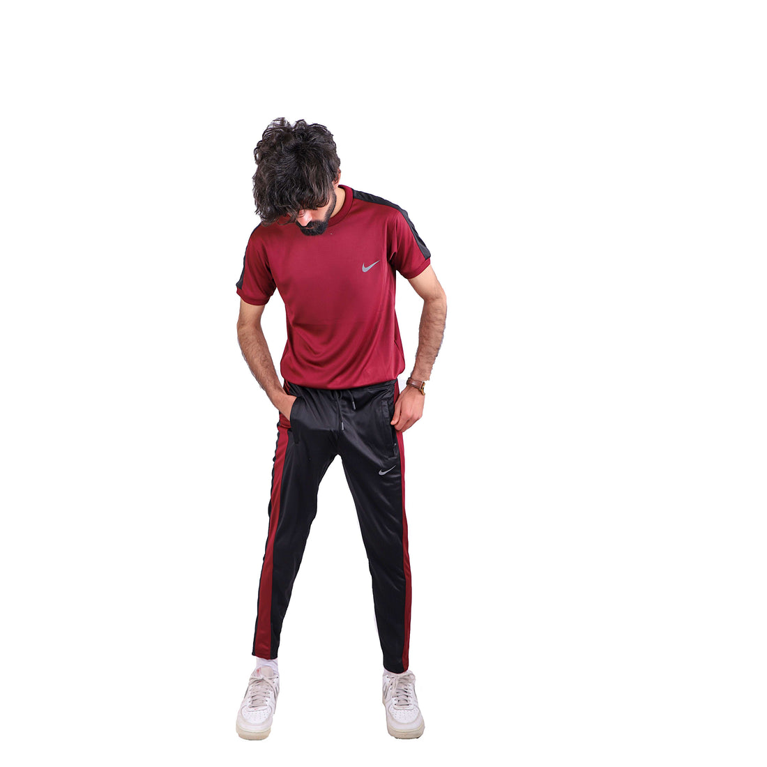 Nik Maroon & Black Dri-Fit Tracksuit