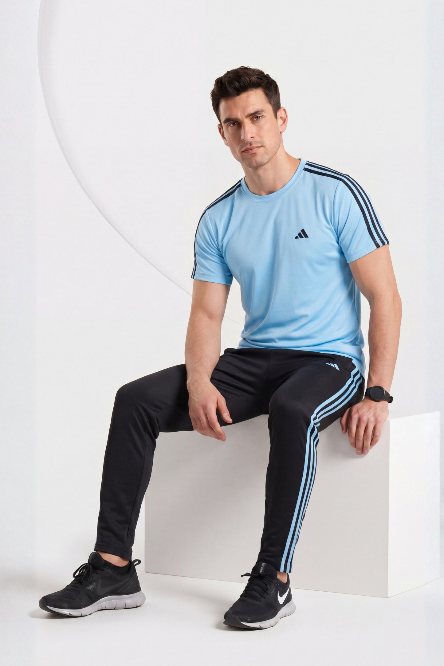 ADI Ice Blue and Black Dri-Fit Tracksuit