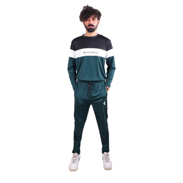 KF Black White & Green Full Sleeves Dri-Fit Tracksuit