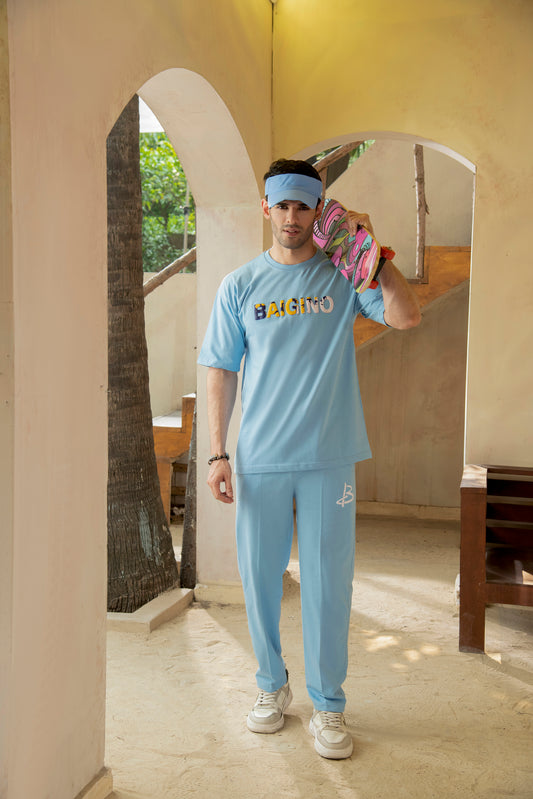 Airy Sky Blue, 100 % Pure Cotton Co-Ord Set