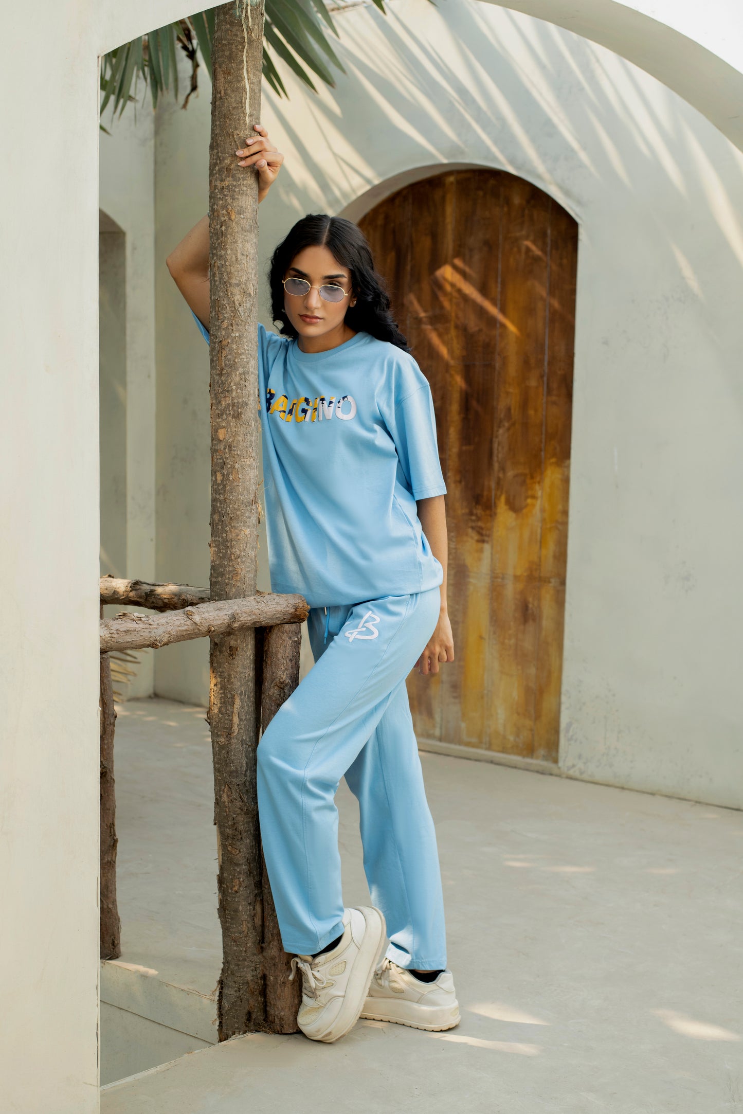 Airy Sky Blue, 100 % Pure Cotton Co-Ord Set - F
