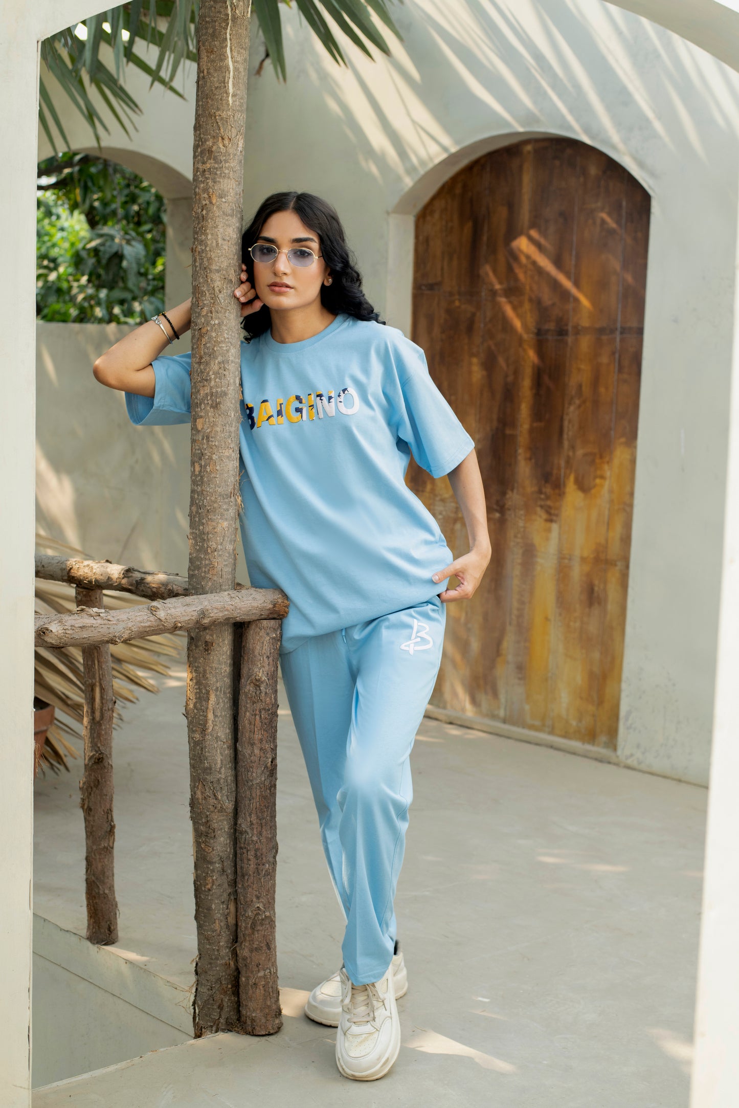 Airy Sky Blue, 100 % Pure Cotton Co-Ord Set - F