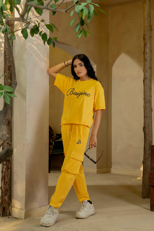 Marigold (Mustard Yellow), 100 % Pure Cotton Co-Ord Set - F