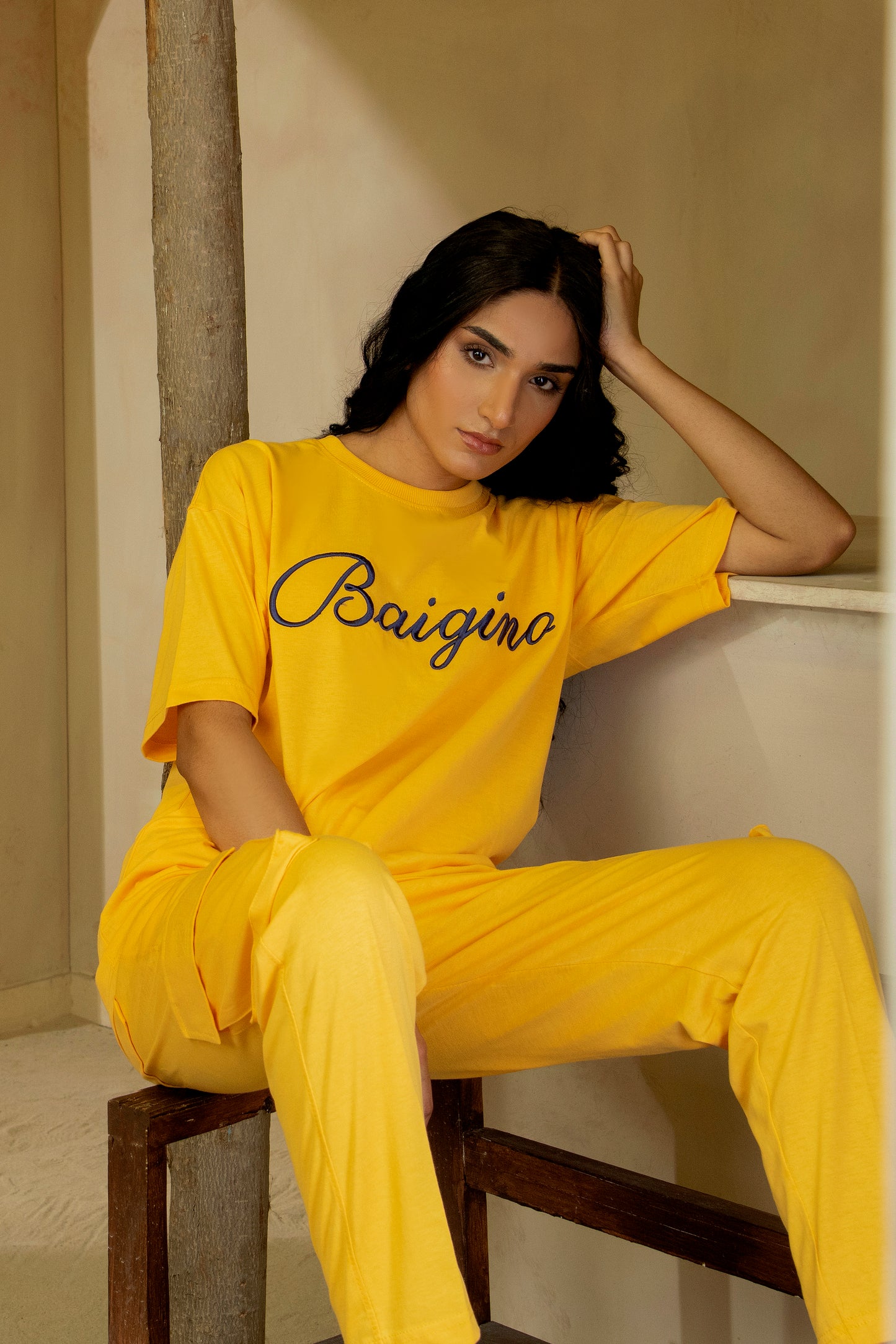 Marigold (Mustard Yellow), 100 % Pure Cotton Co-Ord Set - F