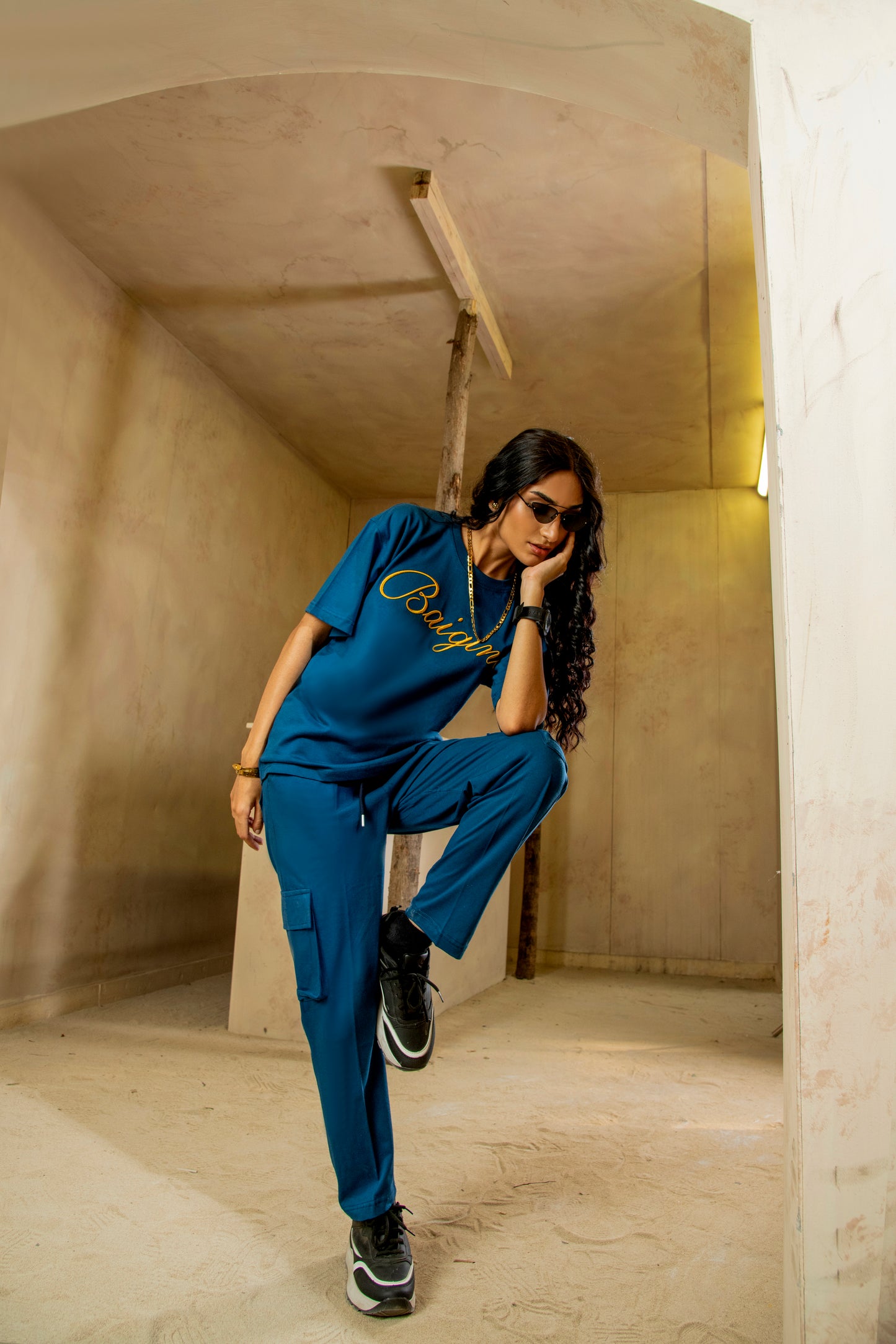 Sailor Blue, 100 % Pure Cotton Co-Ord Set - F