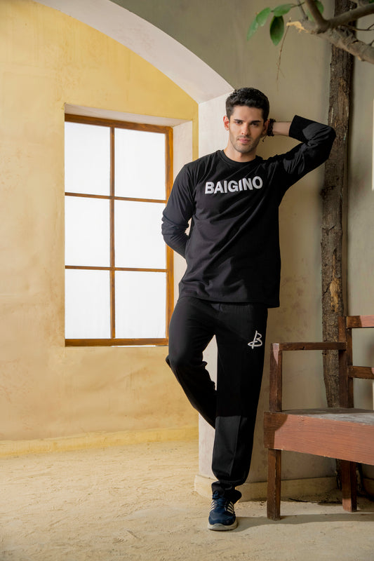 Jet Black, 100 % Pure Cotton Full Sleeves Co-ord Set