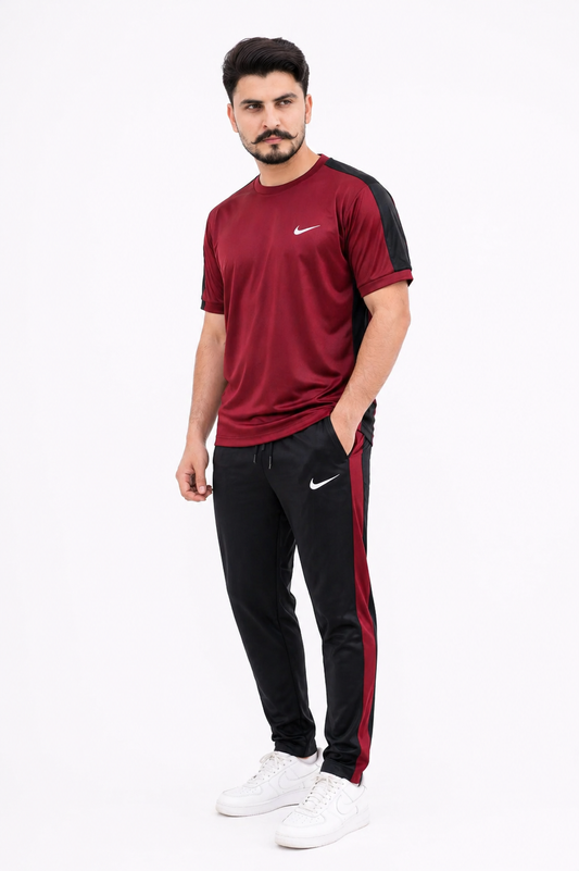 Nik Maroon & Black Dri-Fit Tracksuit